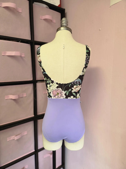 Lilac Floral V Neck Tank Leotard