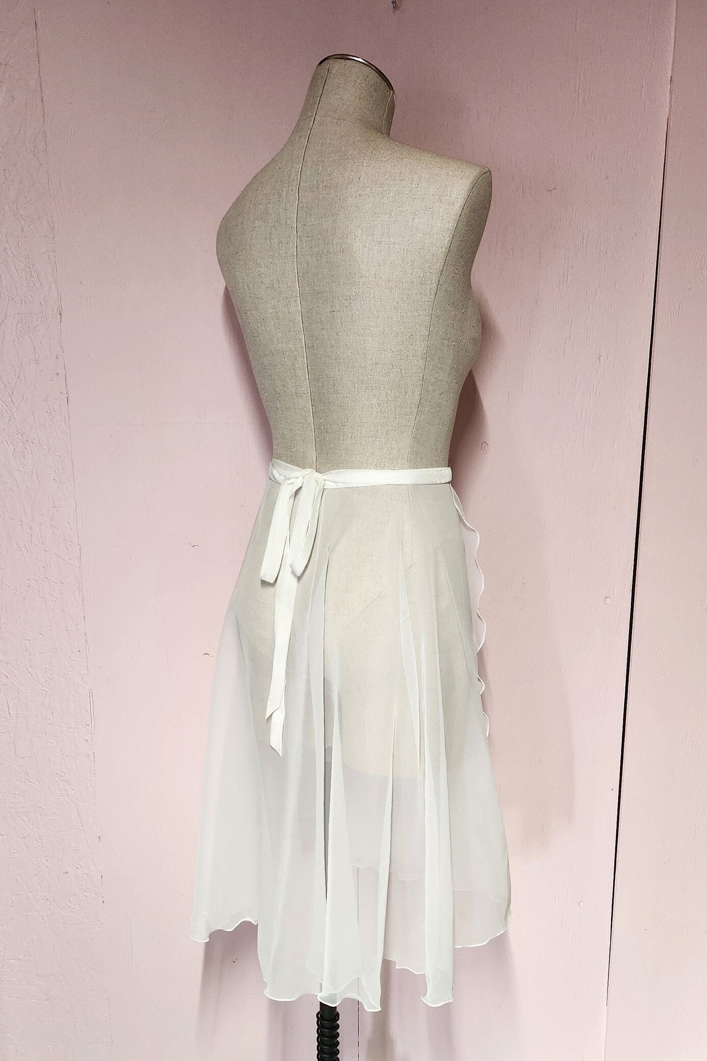 Solid Color Chiffon Long Ballet Wrap Skirt, Velvet Ribbon Ties