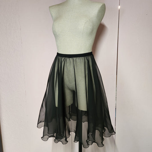 Elastic Waist Chiffon Skirt, Knee Length